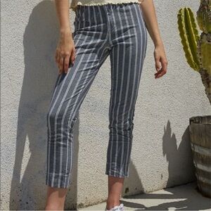 John Galt Brandy Melville Chambray Striped High Rise Ankle Pants size XS Cropped
